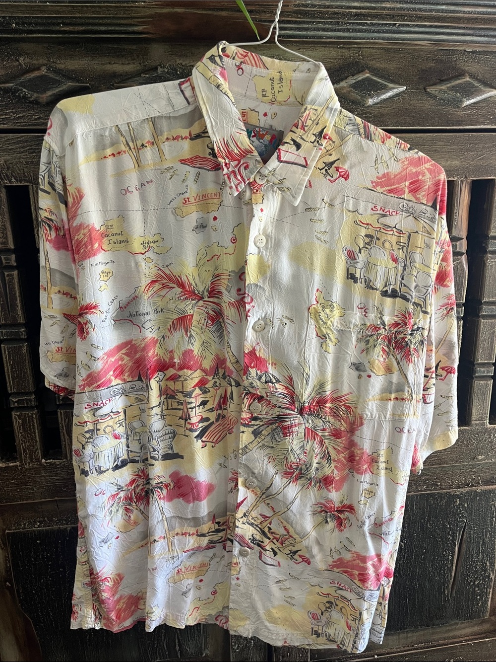 Jams World White Casual Button-Down Shirt with Red & Yellow Tropical Print